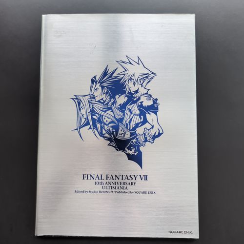 Front cover of the book featuring an illustration of Zack, Cloud, and Sephiroth.