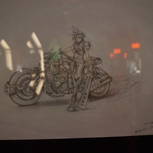 FFVII Artwork showing Cloud and his motorbike