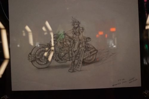 FFVII Artwork showing Cloud and his motorbike