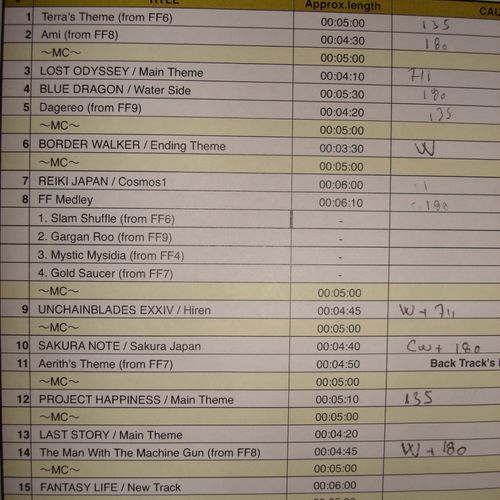 Concert setlist