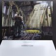 Two open pages from the inside of the book showing a poster of Barret and Marlene in Aerith's church.