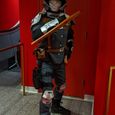 Someone cosplaying a Shinra recruit